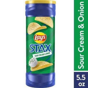 Lay's Stax Sour Cream & Onion Flavored Potato Chips, 5.5 oz Canister